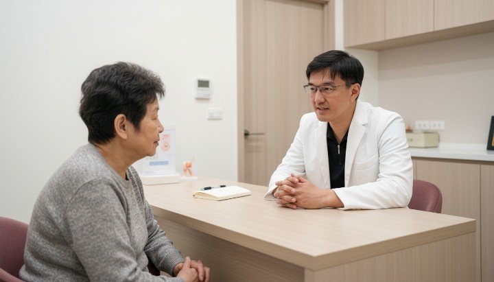 女性手撫摸生理期前紅腫的下巴荷爾蒙痘 吳紹琥醫師診斷患者下巴反覆發作荷爾蒙痘 醫美酸類煥膚輔助治療生理期荷爾蒙痘 低GI飲食習慣有助於穩定肌膚改善荷爾蒙痘